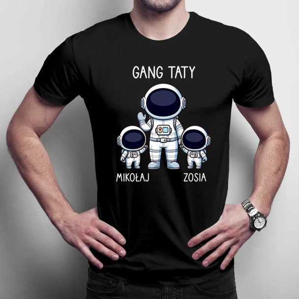 Gang taty - troje dzieci  - męska koszulka z nadrukiem