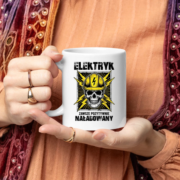 Elektryk - zawsze pozytywnie naładowany - kubek z nadrukiem