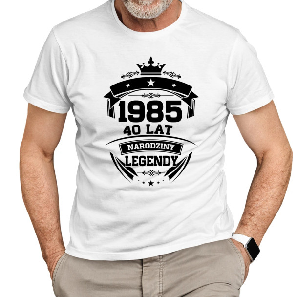 1985 Narodziny legendy 40 lat  - męska koszulka z nadrukiem