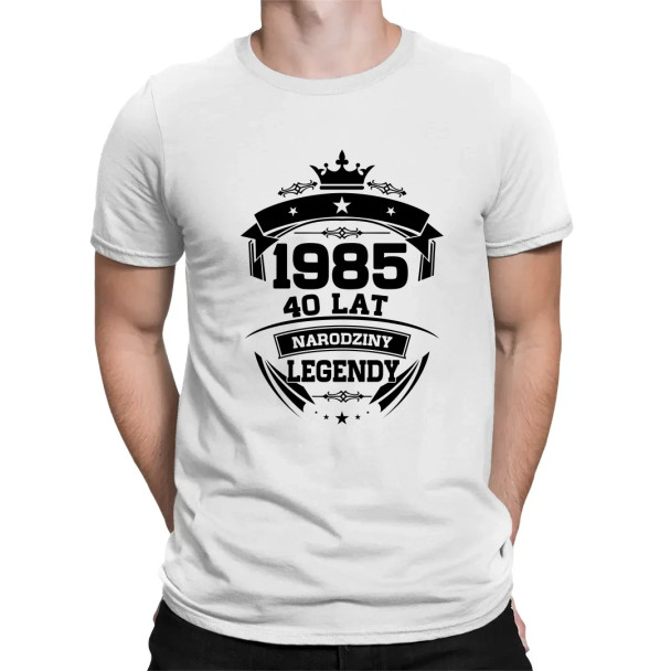 1985 Narodziny legendy 40 lat  - męska koszulka z nadrukiem