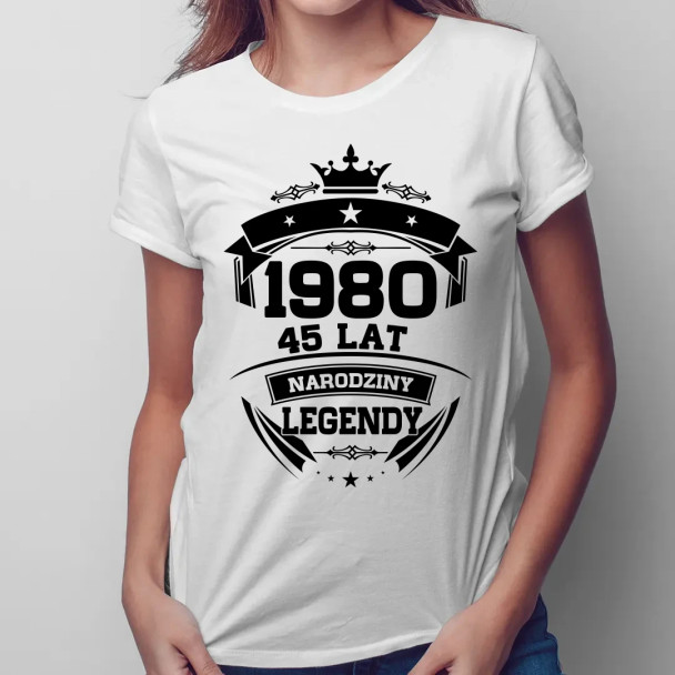 1980 Narodziny legendy 45 lat - damska koszulka z nadrukiem