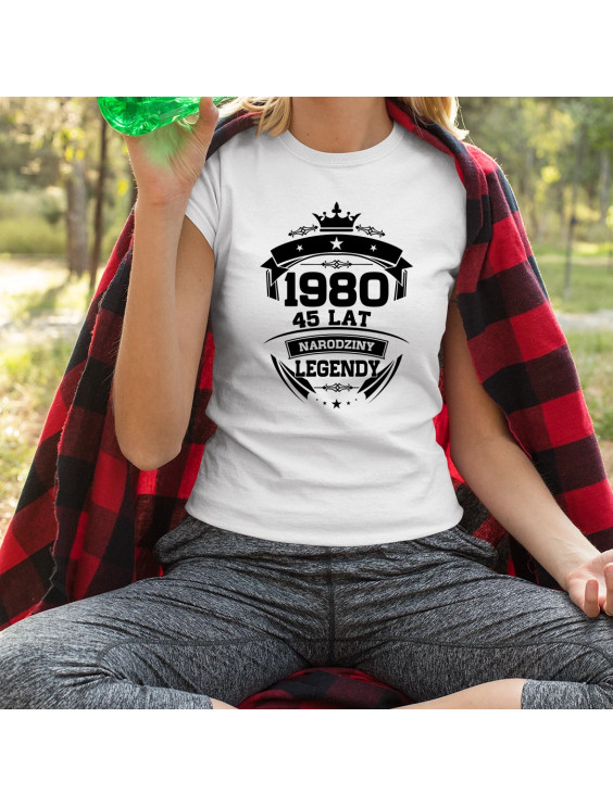 1980 Narodziny legendy 45 lat - damska koszulka z nadrukiem