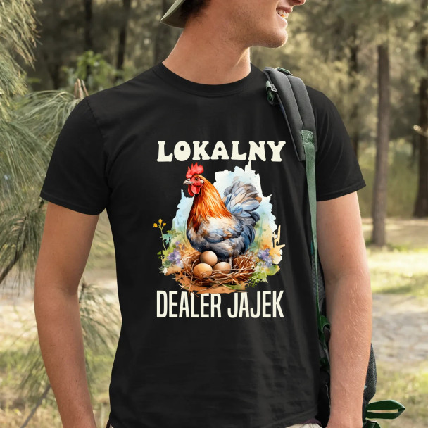 Lokalny dealer jajek  - męska koszulka z nadrukiem