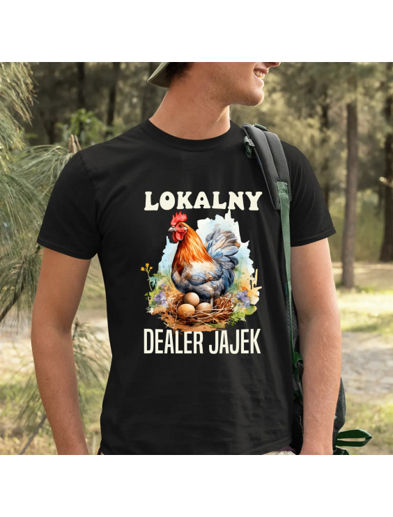 Lokalny dealer jajek  - męska koszulka z nadrukiem