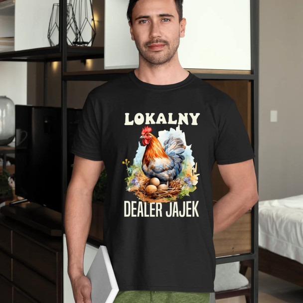 Lokalny dealer jajek  - męska koszulka z nadrukiem
