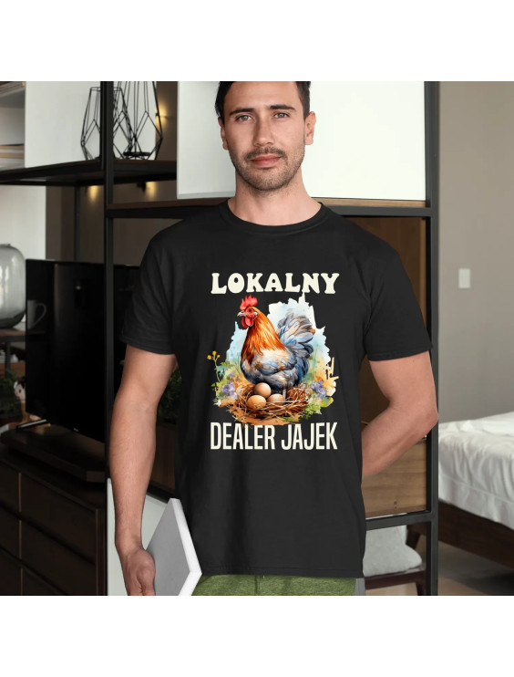 Lokalny dealer jajek  - męska koszulka z nadrukiem
