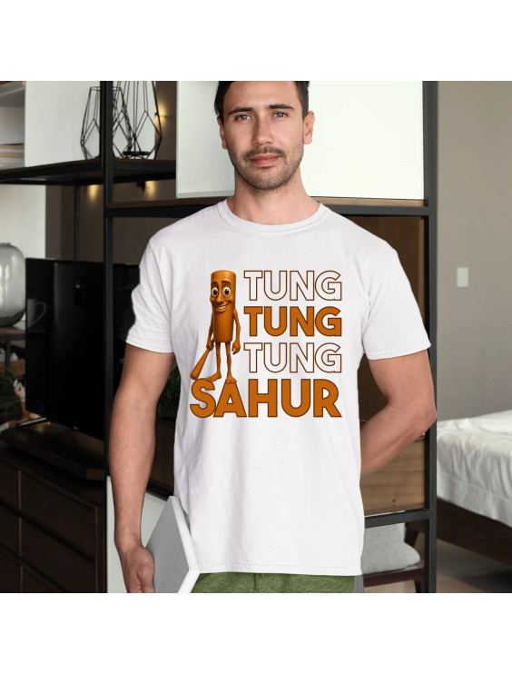 Tung tung tung sahur - włoski brainrot  - męska koszulka z nadrukiem