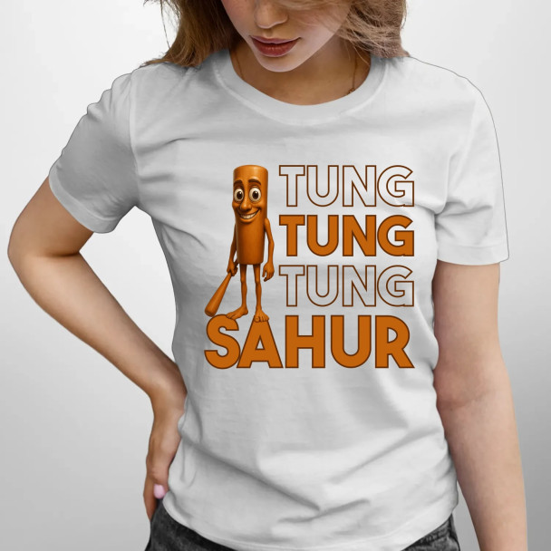 Tung tung tung sahur - włoski brainrot - damska koszulka z nadrukiem