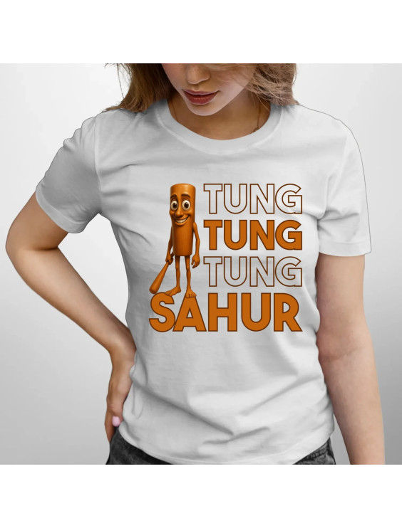 Tung tung tung sahur - włoski brainrot - damska koszulka z nadrukiem