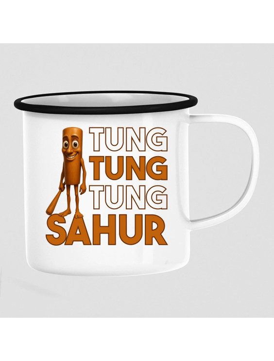 Tung tung tung sahur - włoski brainrot - kubek emaliowany z nadrukiem
