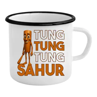 Tung tung tung sahur - włoski brainrot - kubek emaliowany z nadrukiem