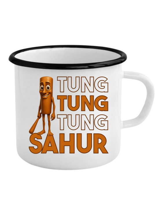 Tung tung tung sahur - włoski brainrot - kubek emaliowany z nadrukiem