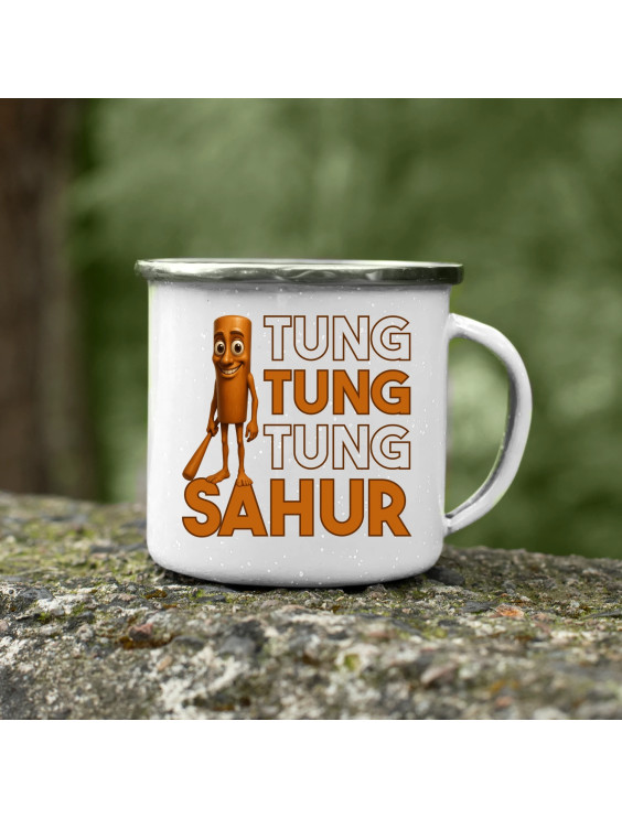 Tung tung tung sahur - włoski brainrot - kubek emaliowany z nadrukiem