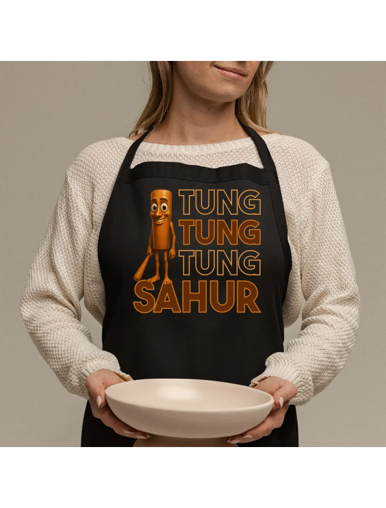 Tung tung tung sahur - włoski brainrot - fartuch z nadrukiem