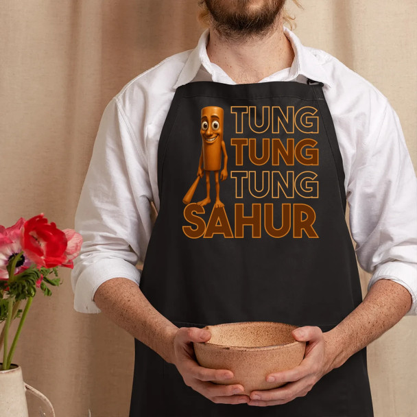 Tung tung tung sahur - włoski brainrot - fartuch z nadrukiem
