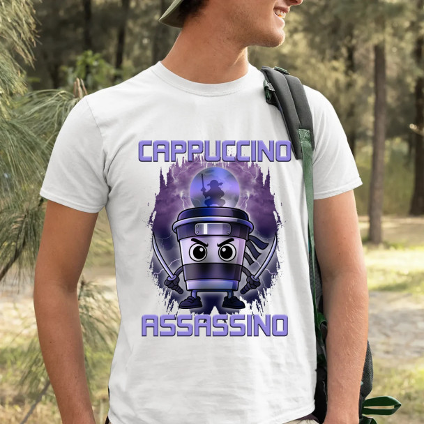 Cappuccino Assassino - Italian Brainrot  - męska koszulka z nadrukiem