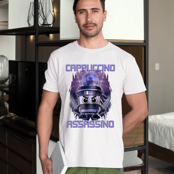 Cappuccino Assassino - Italian Brainrot  - męska koszulka z nadrukiem