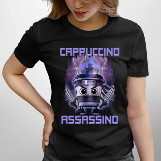 Cappuccino Assassino - Italian Brainrot - damska koszulka z nadrukiem