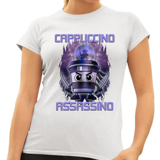 Cappuccino Assassino - Italian Brainrot - damska koszulka z nadrukiem