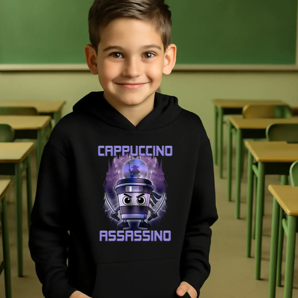 Cappuccino Assassino - Italian Brainrot - dziecięca bluza z nadrukiem