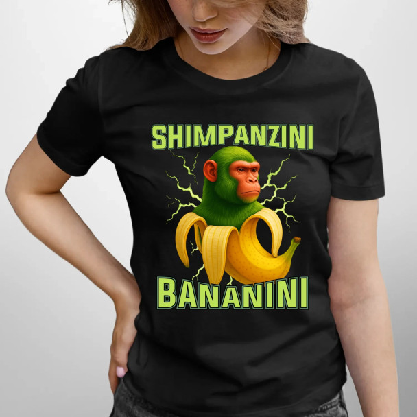 Shimpanzini bananini - Italian Brainrot - damska koszulka z nadrukiem