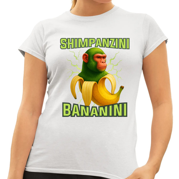 Shimpanzini bananini - Italian Brainrot - damska koszulka z nadrukiem