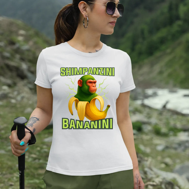 Shimpanzini bananini - Italian Brainrot - damska koszulka z nadrukiem