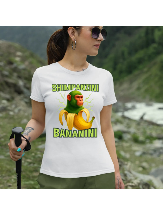 Shimpanzini bananini - Italian Brainrot - damska koszulka z nadrukiem