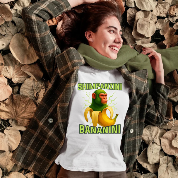 Shimpanzini bananini - Italian Brainrot - damska koszulka z nadrukiem