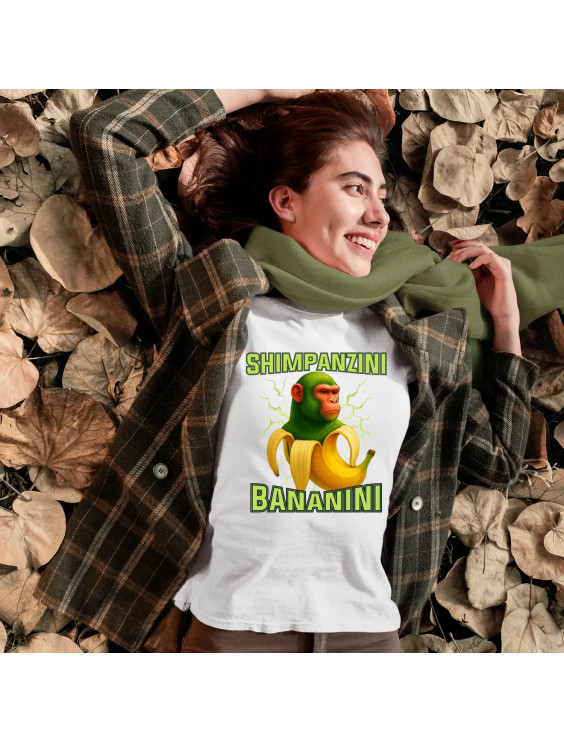 Shimpanzini bananini - Italian Brainrot - damska koszulka z nadrukiem