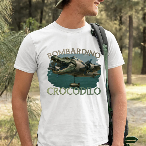 Bombardino Crocodilo - Italian Brainrot  - męska koszulka z nadrukiem