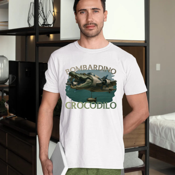 Bombardino Crocodilo - Italian Brainrot  - męska koszulka z nadrukiem