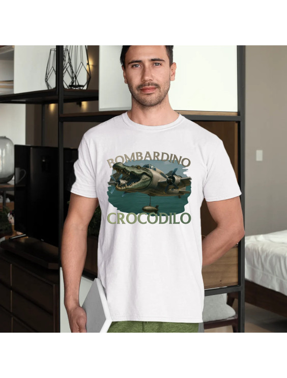 Bombardino Crocodilo - Italian Brainrot  - męska koszulka z nadrukiem