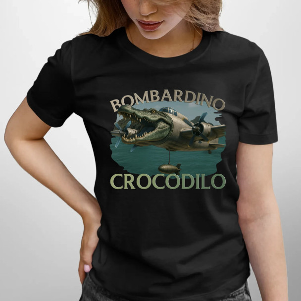 Bombardino Crocodilo - Italian Brainrot - damska koszulka z nadrukiem