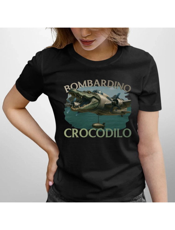 Bombardino Crocodilo - Italian Brainrot - damska koszulka z nadrukiem