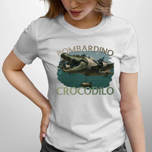 Bombardino Crocodilo - Italian Brainrot - damska koszulka z nadrukiem