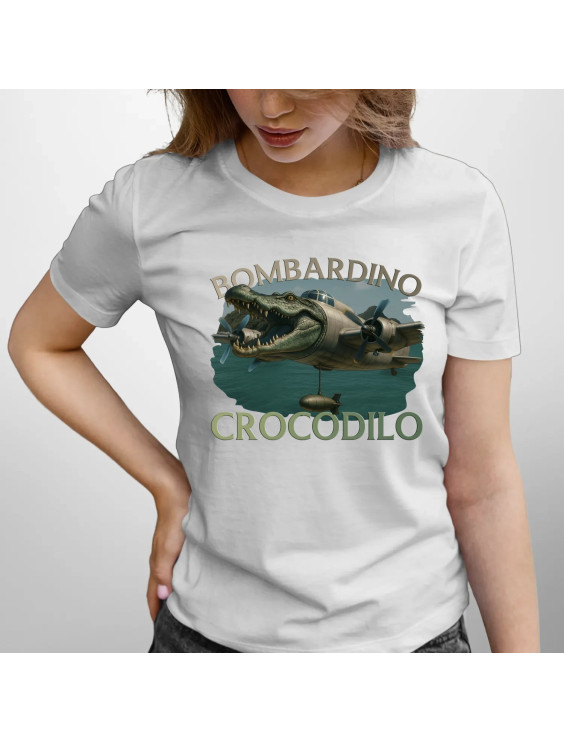 Bombardino Crocodilo - Italian Brainrot - damska koszulka z nadrukiem