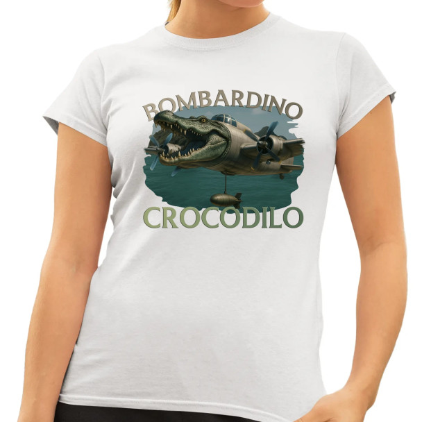 Bombardino Crocodilo - Italian Brainrot - damska koszulka z nadrukiem