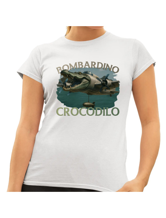 Bombardino Crocodilo - Italian Brainrot - damska koszulka z nadrukiem