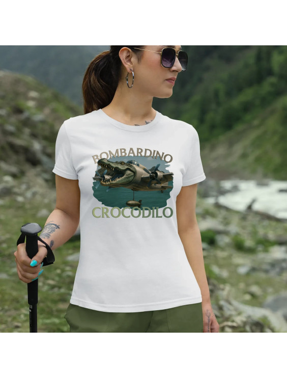 Bombardino Crocodilo - Italian Brainrot - damska koszulka z nadrukiem