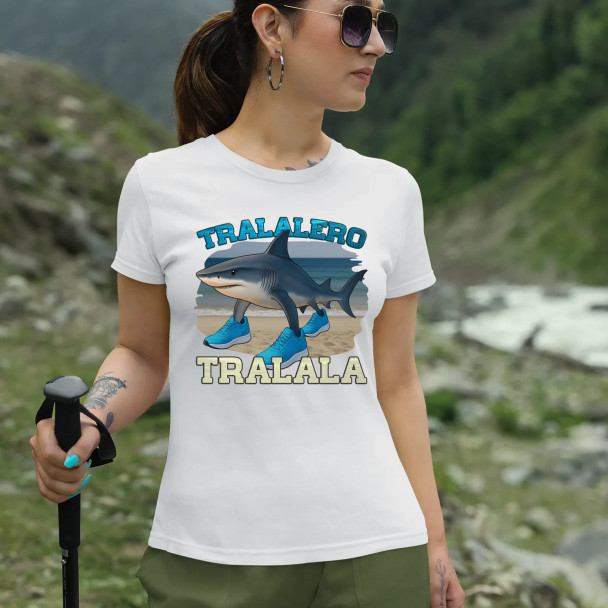 Tralalero Tralala - Italian Brainrot - damska koszulka z nadrukiem
