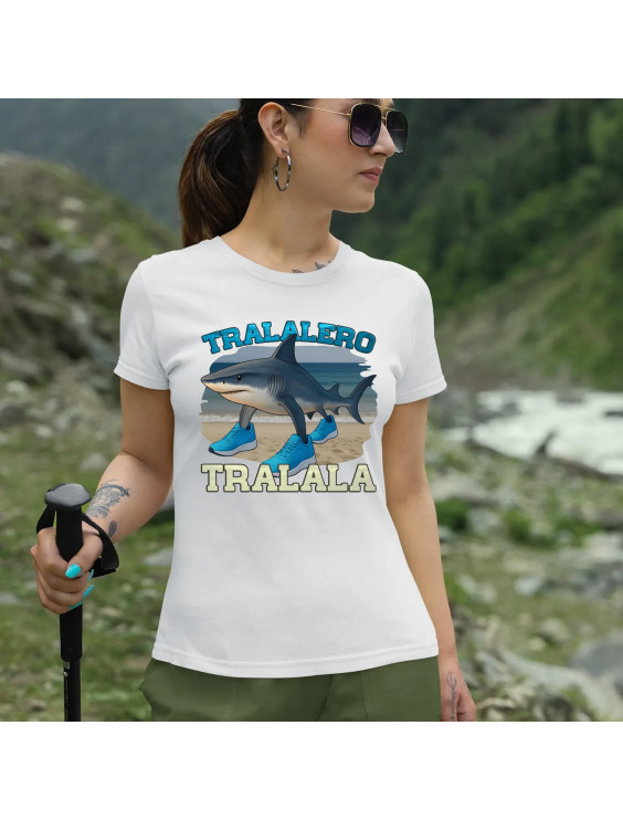 Tralalero Tralala - Italian Brainrot - damska koszulka z nadrukiem