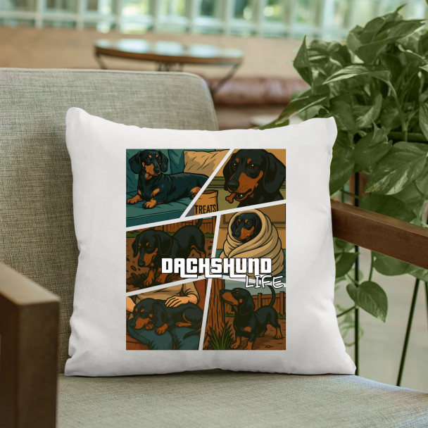 Dachshund life - życie jamnika - poduszka z nadrukiem