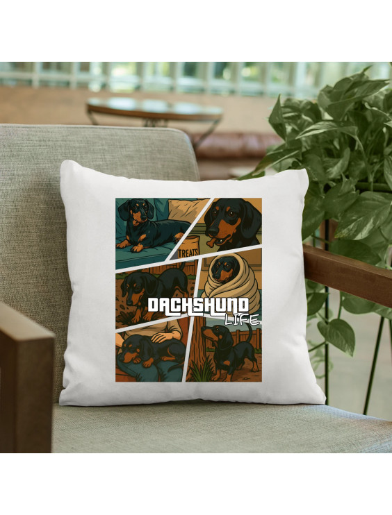 Dachshund life - życie jamnika - poduszka z nadrukiem