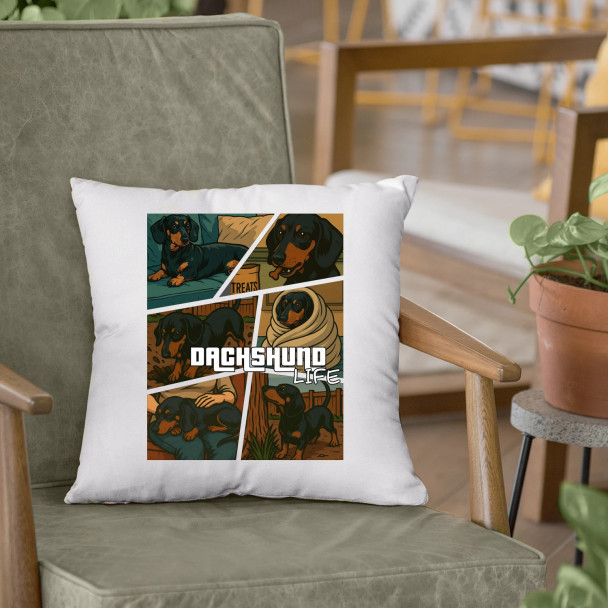 Dachshund life - życie jamnika - poduszka z nadrukiem