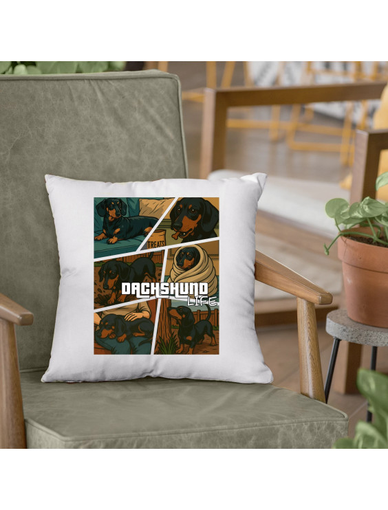 Dachshund life - życie jamnika - poduszka z nadrukiem