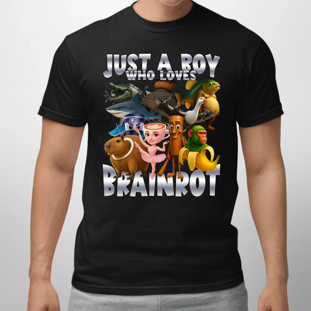 Just a boy who loves brainrot   - męska koszulka z nadrukiem