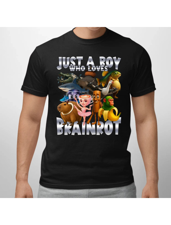 Just a boy who loves brainrot   - męska koszulka z nadrukiem