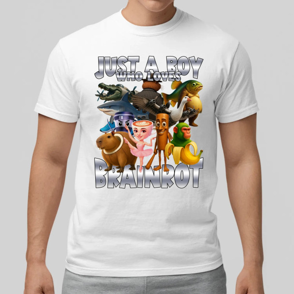 Just a boy who loves brainrot   - męska koszulka z nadrukiem