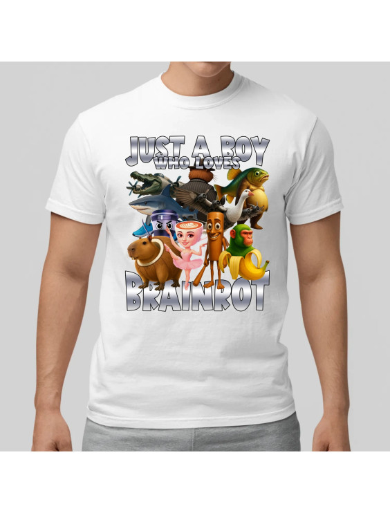 Just a boy who loves brainrot   - męska koszulka z nadrukiem